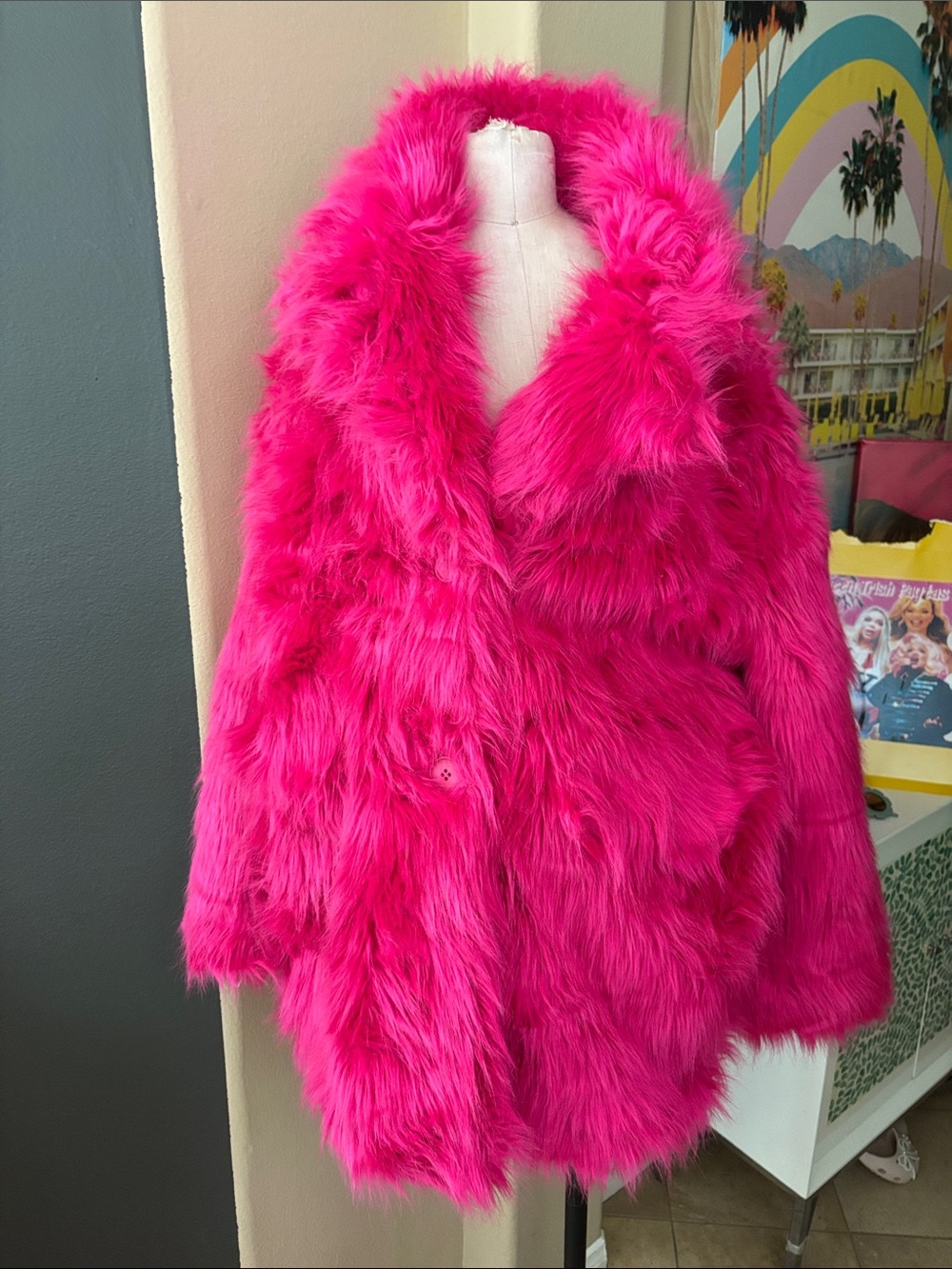 Fashion Nova Pink Fuzzy Coat